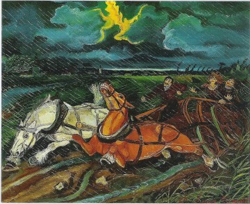 動物 Painting - アントニオ・リガブーの嵐の馬
